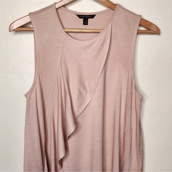 Banana Republic Pink Ruffle Front Asymmetrical Sleeveless Top Size Medium - Picture 3 of 4
